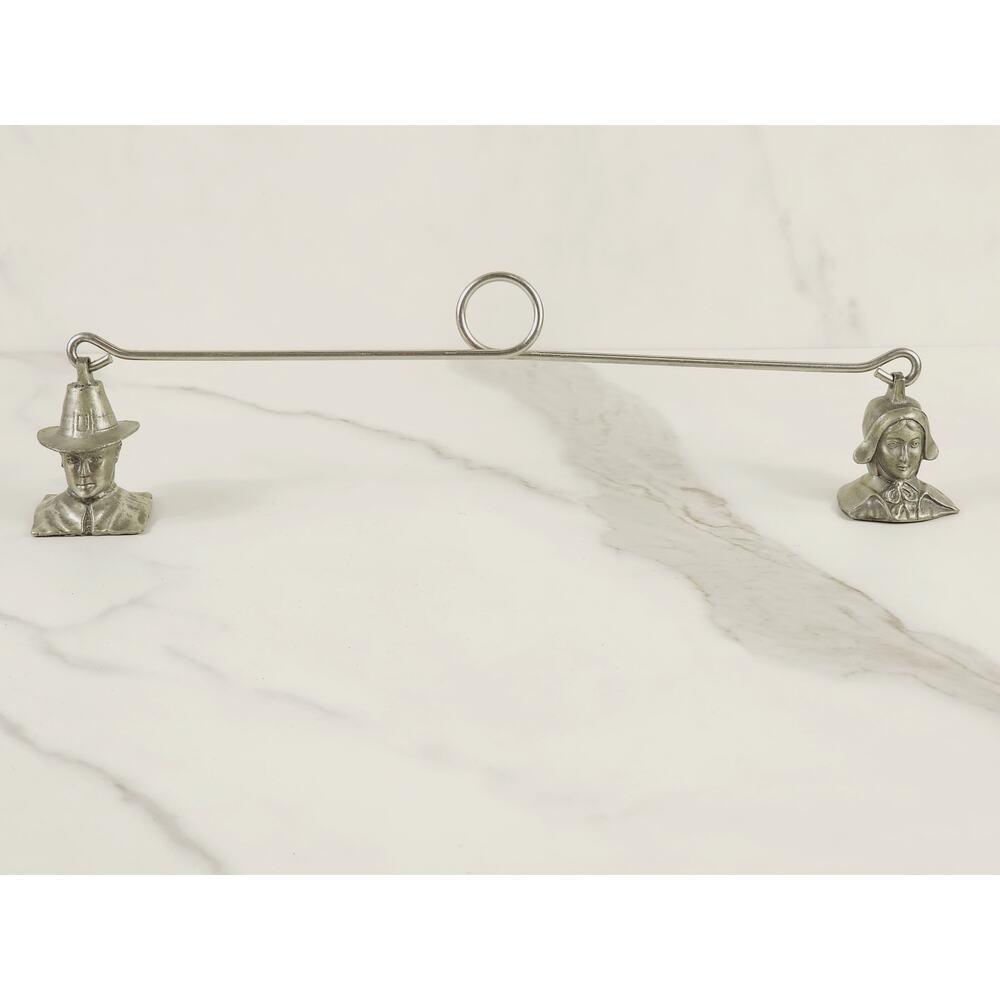 Thanksgiving Double Candle Snuffer Pilgrim International Pewter 11" Holiday Vtg